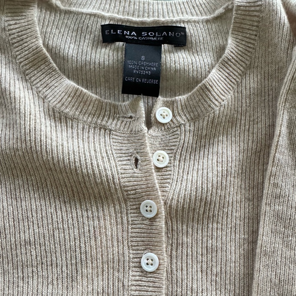 Elena Solano Light Brown Cashmere Cardigan